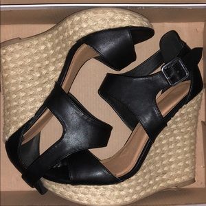 Black Open Toe Wedges